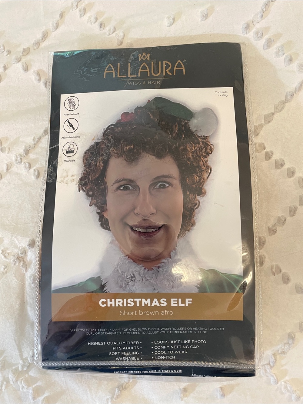 Bad Elf Wig Napoleon Brown Afro 70s Disco Buddy Elf Costume nwt